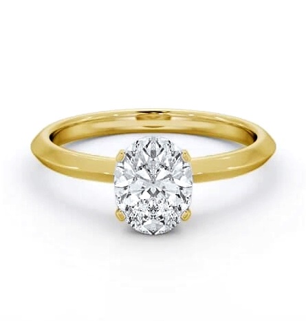 Oval Diamond Knife Edge Band Engagement Ring 9K Yellow Gold Solitaire ENOV37_YG_THUMB2 