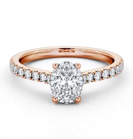 Oval Diamond 4 Prong Engagement Ring 9K Rose Gold Solitaire ENOV37S_RG_THUMB1