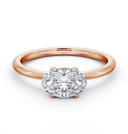 Oval Diamond East To West Style Ring 18K Rose Gold Solitaire ENOV38_RG_THUMB1