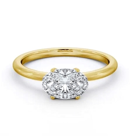Oval Diamond East To West Style Ring 18K Yellow Gold Solitaire ENOV38_YG_THUMB2 