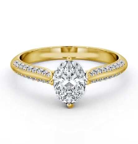 Oval Diamond Knife Edge Band Engagement Ring 18K Yellow Gold Solitaire ENOV38S_YG_THUMB2 