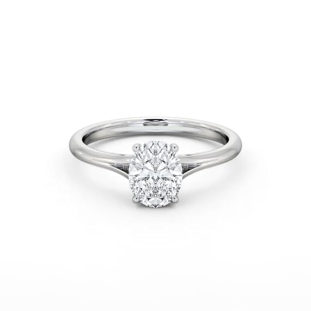 Oval Diamond Engagement Ring 18K White Gold Solitaire - Josephina ENOV39_WG_HAND