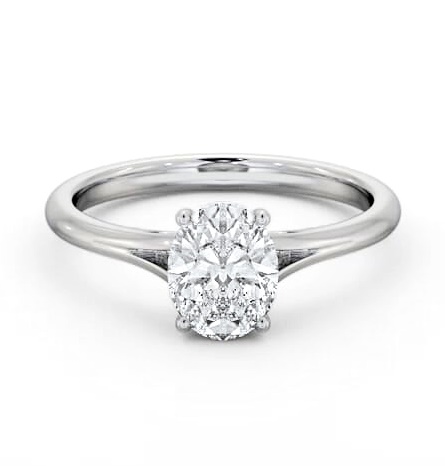 Oval Diamond Floating Head Design Engagement Ring Platinum Solitaire ENOV39_WG_THUMB1