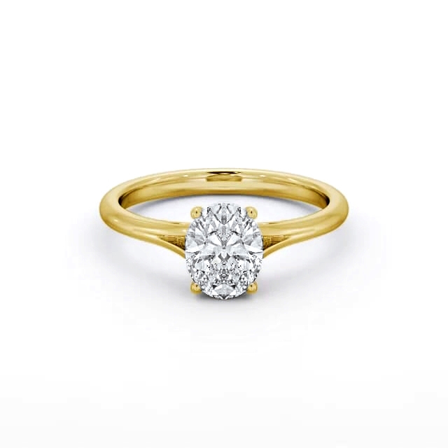 Oval Diamond Engagement Ring 18K Yellow Gold Solitaire - Josephina ENOV39_YG_HAND