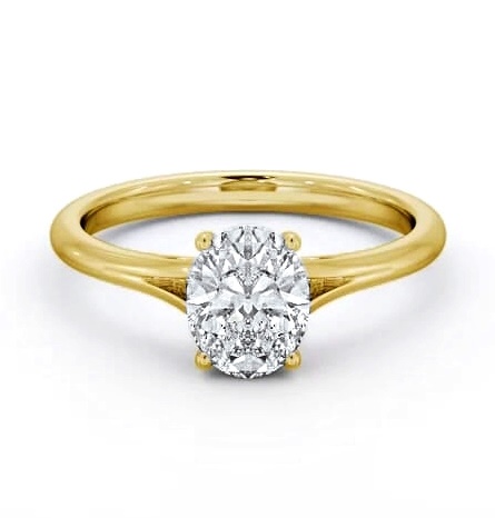 Oval Diamond Floating Head Design Ring 18K Yellow Gold Solitaire ENOV39_YG_THUMB2 