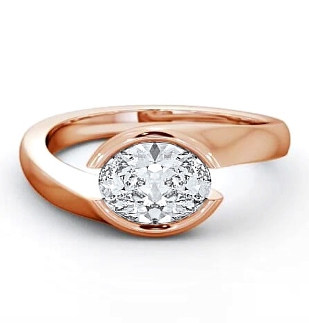 Oval Diamond Sweeping Tension Set Ring 9K Rose Gold Solitaire ENOV3_RG_THUMB2 