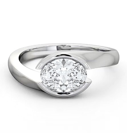 Oval Diamond Sweeping Tension Set Engagement Ring Platinum Solitaire ENOV3_WG_THUMB1