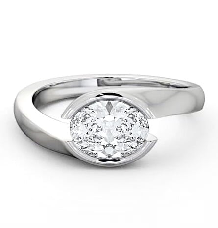 Oval Diamond Sweeping Tension Set Engagement Ring Platinum Solitaire ENOV3_WG_THUMB2 