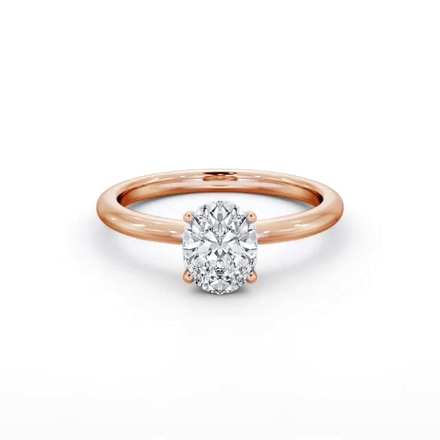 Oval Diamond Engagement Ring 18K Rose Gold Solitaire - Cambri ENOV40_RG_HAND