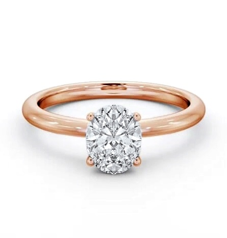 Oval Diamond Sleek 4 Prong Engagement Ring 9K Rose Gold Solitaire ENOV40_RG_THUMB2 