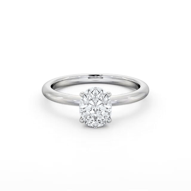 Oval Diamond Engagement Ring Palladium Solitaire - Cambri ENOV40_WG_HAND