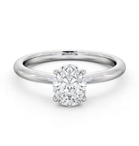 Oval Diamond Sleek 4 Prong Engagement Ring 18K White Gold Solitaire ENOV40_WG_THUMB2 