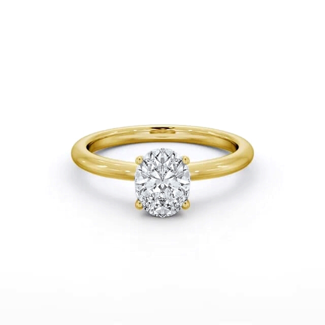 Oval Diamond Engagement Ring 18K Yellow Gold Solitaire - Cambri ENOV40_YG_HAND