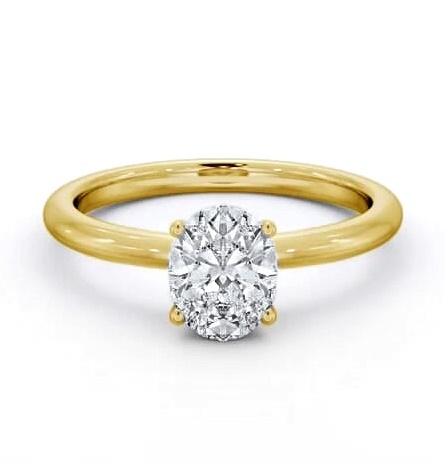 Oval Diamond Sleek 4 Prong Engagement Ring 9K Yellow Gold Solitaire ENOV40_YG_THUMB1