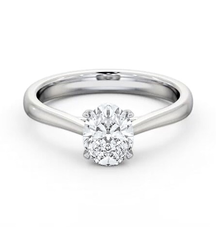 Oval Diamond Classic 4 Prong Engagement Ring 18K White Gold Solitaire ENOV41_WG_THUMB2 