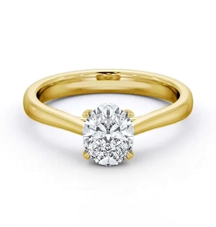 Oval Diamond Classic 4 Prong Engagement Ring 18K Yellow Gold Solitaire ENOV41_YG_THUMB1