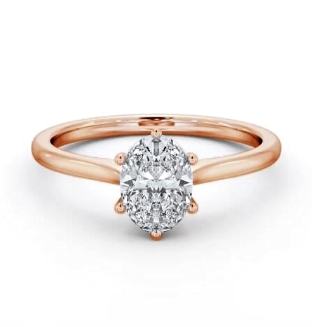 Oval Diamond Classic 6 Prong Engagement Ring 9K Rose Gold Solitaire ENOV42_RG_THUMB1