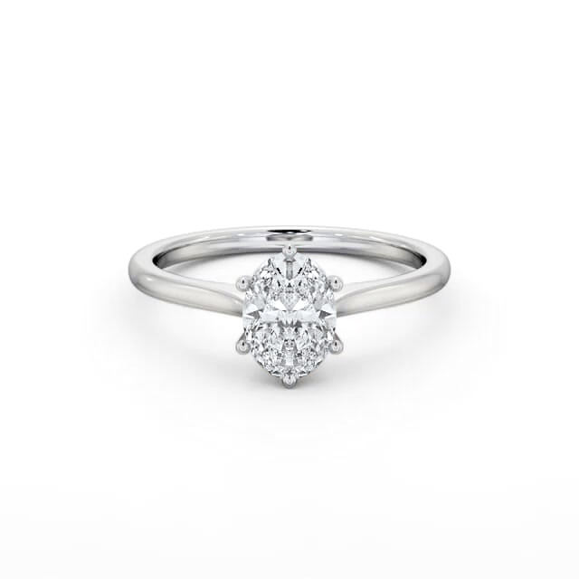 Oval Diamond Engagement Ring 18K White Gold Solitaire - Harriett ENOV42_WG_HAND