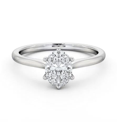 Oval Diamond Classic 6 Prong Engagement Ring 18K White Gold Solitaire ENOV42_WG_THUMB2 