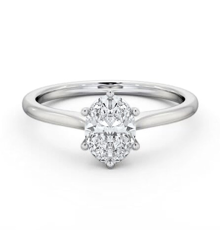 Oval Diamond Classic 6 Prong Engagement Ring 18K White Gold Solitaire ENOV42_WG_THUMB2 