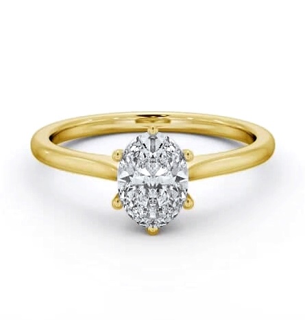 Oval Diamond Classic 6 Prong Engagement Ring 9K Yellow Gold Solitaire ENOV42_YG_THUMB1