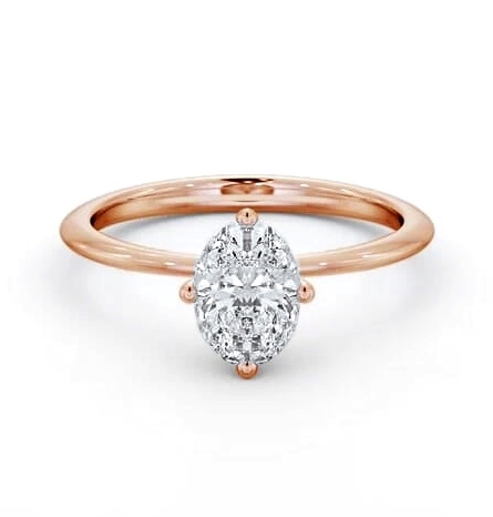 Oval Diamond Dainty 4 Prong Engagement Ring 9K Rose Gold Solitaire ENOV43_RG_THUMB1