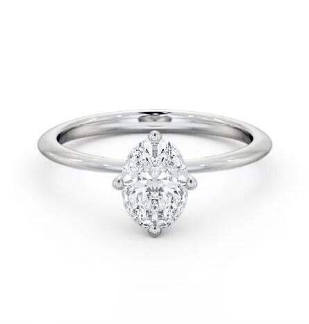 Oval Diamond Dainty 4 Prong Engagement Ring 9K White Gold Solitaire ENOV43_WG_THUMB2 
