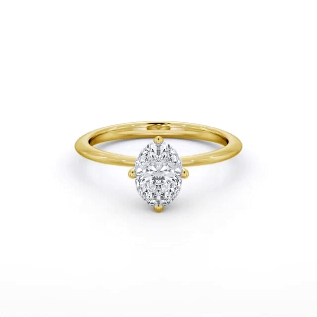 Oval Diamond Engagement Ring 18K Yellow Gold Solitaire - Shanaya ENOV43_YG_HAND