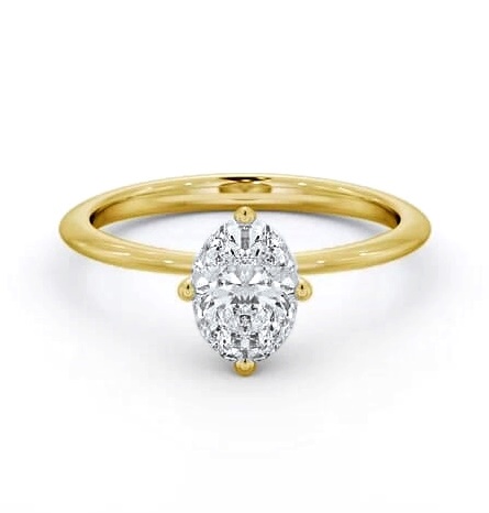Oval Diamond Dainty 4 Prong Engagement Ring 9K Yellow Gold Solitaire ENOV43_YG_THUMB1