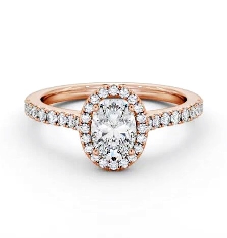 Halo Oval Diamond Classic Engagement Ring 18K Rose Gold ENOV44_RG_THUMB2 