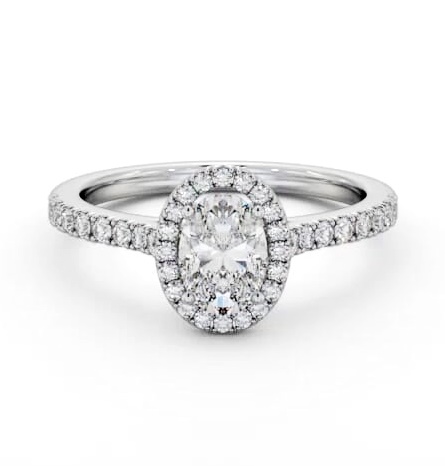 Halo Oval Diamond Classic Engagement Ring 18K White Gold ENOV44_WG_THUMB1