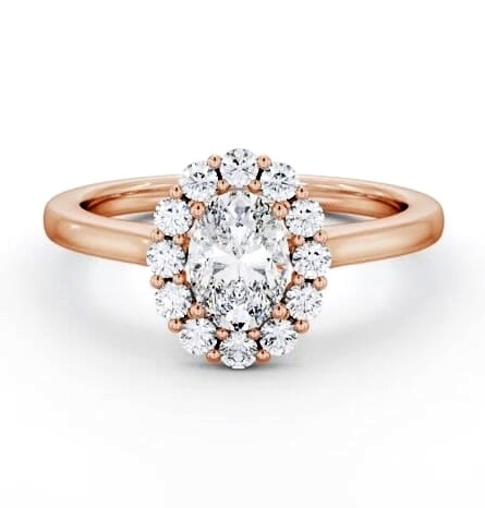 Halo Oval Diamond Elegant Style Engagement Ring 9K Rose Gold ENOV45_RG_THUMB1