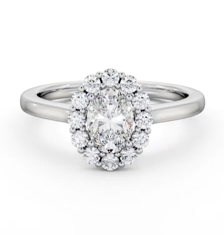 Halo Oval Diamond Elegant Style Engagement Ring 18K White Gold ENOV45_WG_THUMB1