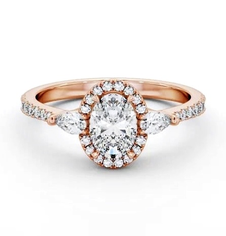 Halo Oval with Pear Diamond Engagement Ring 18K Rose Gold ENOV46_RG_THUMB2 