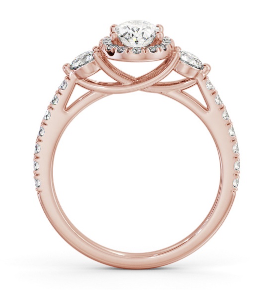 Halo Oval Diamond with Sweeping Prongs Engagement Ring 18K Rose Gold ENOV47_RG_THUMB1 