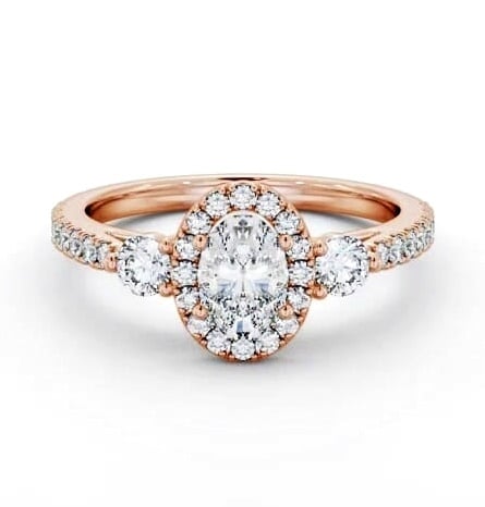 Halo Oval Diamond with Sweeping Prongs Engagement Ring 18K Rose Gold ENOV47_RG_THUMB2 