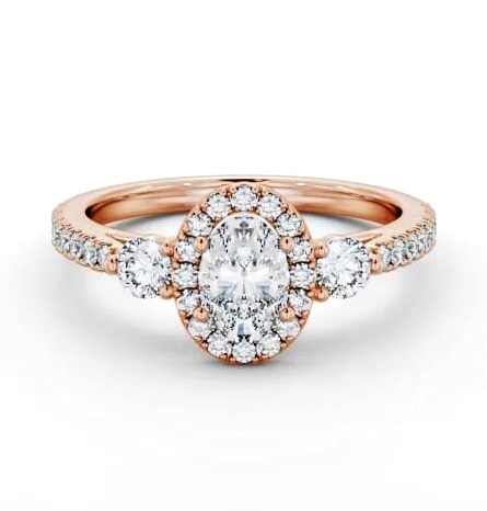 Halo Oval Diamond with Sweeping Prongs Engagement Ring 9K Rose Gold ENOV47_RG_THUMB1