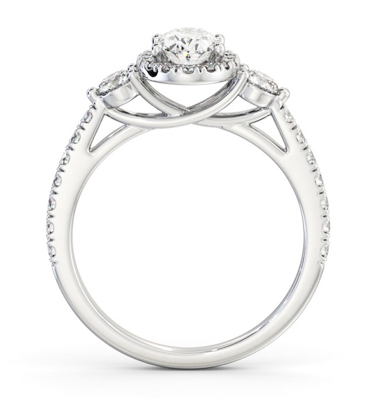 Halo Oval Diamond with Sweeping Prongs Engagement Ring 18K White Gold ENOV47_WG_THUMB1 