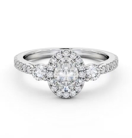Halo Oval Diamond with Sweeping Prongs Engagement Ring Platinum ENOV47_WG_THUMB1