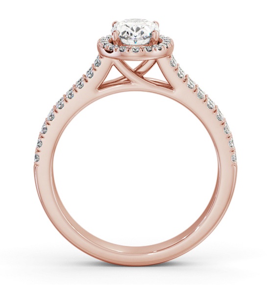 Halo Oval Diamond Split Band Engagement Ring 18K Rose Gold ENOV48_RG_THUMB1 