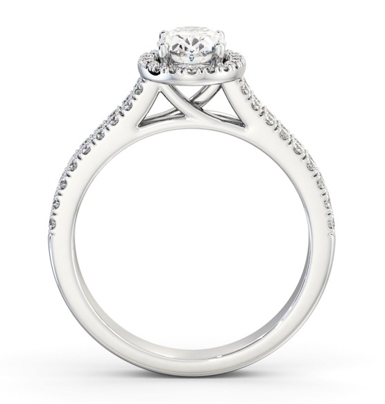 Halo Oval Diamond Split Band Engagement Ring 18K White Gold ENOV48_WG_THUMB1 