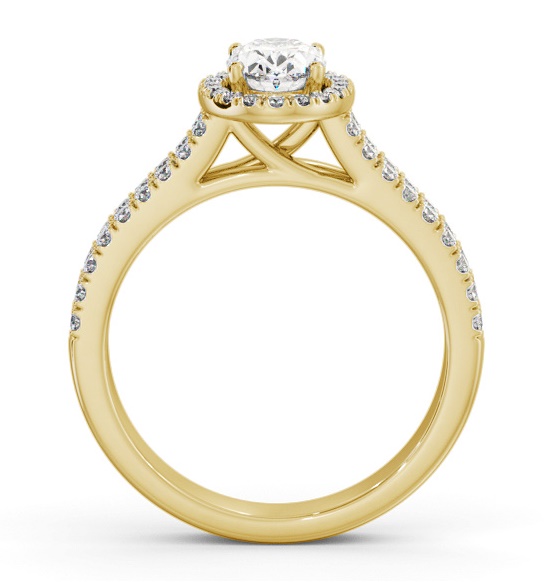 Halo Oval Diamond Split Band Engagement Ring 18K Yellow Gold ENOV48_YG_THUMB1 