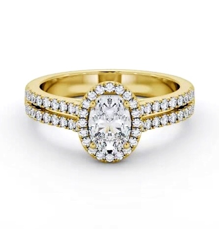 Halo Oval Diamond Split Band Engagement Ring 18K Yellow Gold ENOV48_YG_THUMB2 
