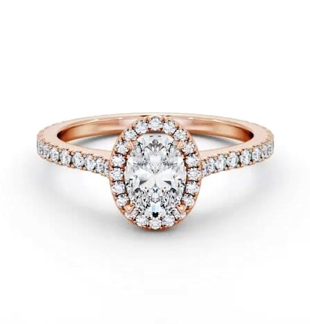 Halo Oval Ring with Diamond Set Supports 18K Rose Gold ENOV49_RG_THUMB2 