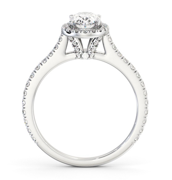 Halo Oval Diamond Engagement Ring with Diamond Set Supports Palladium ENOV49_WG_THUMB1 