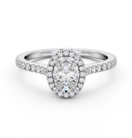 Halo Oval Diamond Engagement Ring with Diamond Set Supports Palladium ENOV49_WG_THUMB1