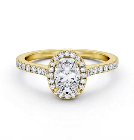 Halo Oval Ring with Diamond Set Supports 18K Yellow Gold ENOV49_YG_THUMB1