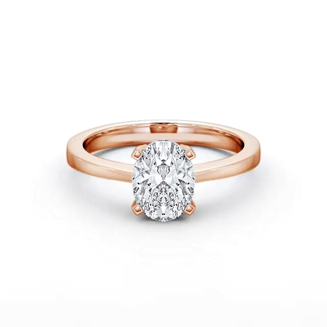 Oval Diamond Engagement Ring 18K Rose Gold Solitaire - Baylee ENOV4_RG_HAND