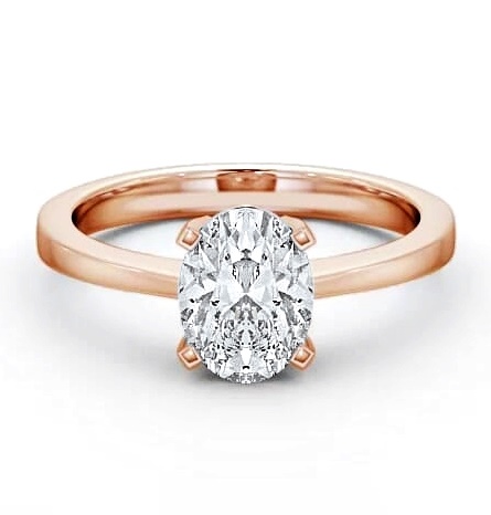 Oval Diamond Low Setting Engagement Ring 18K Rose Gold Solitaire ENOV4_RG_THUMB1