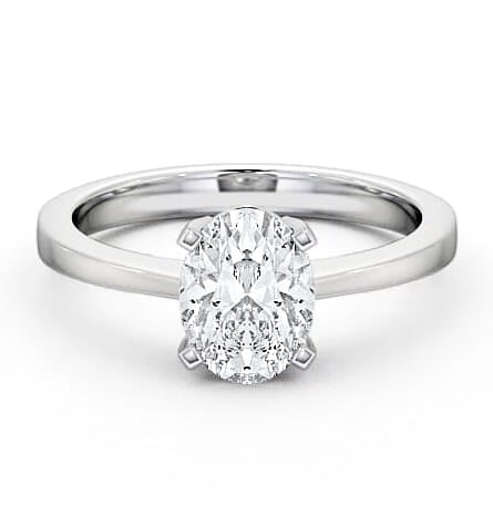 Oval Diamond Low Setting Engagement Ring Platinum Solitaire ENOV4_WG_THUMB2 